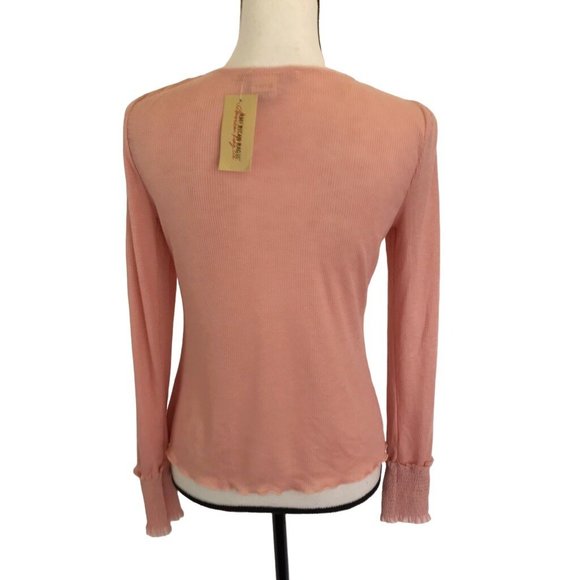 NWT American Rag Womens Peach Puff Long Sleeve Ribbed Knit Top Size S - Picture 4 of 6